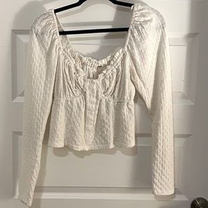 White free people long sleeve top size large